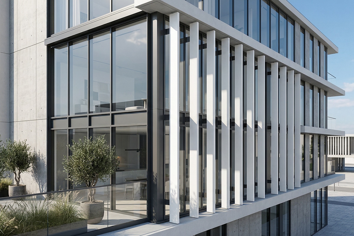 Onzichtbare bevestiging en grote overspanningen: DUCO presenteert de DucoSun Cubic InsertFit, het nieuwe architecturale zonweringssysteem 1